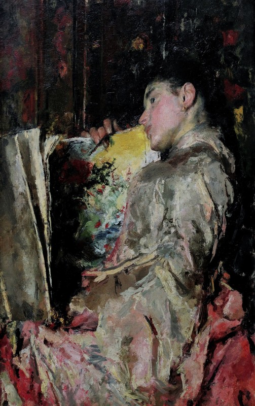"Pictură. Figură / semifigură" by Antonio Mancini, ulei pe pânză