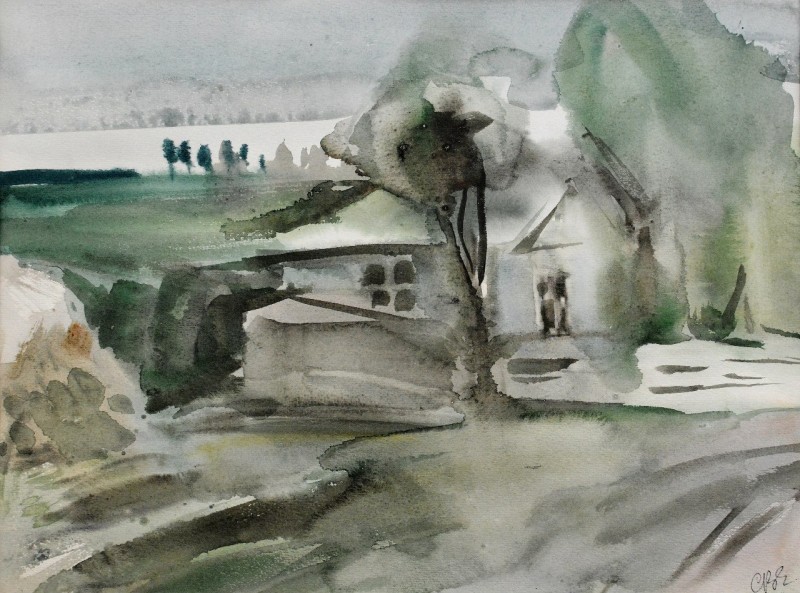 "Peisaj" by Vladimir Smirnov, acuarelă