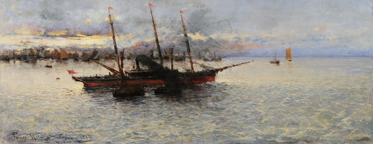 "Pictură. Peisaj maritim" by Pompeo Mariani