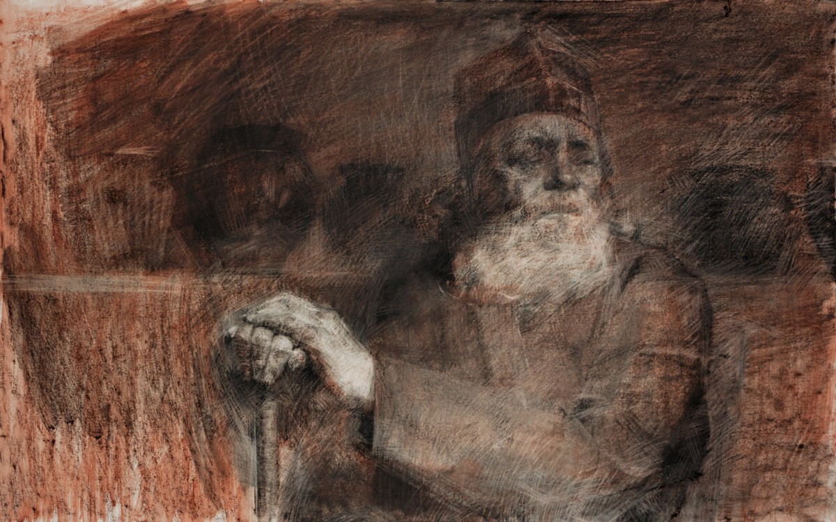"Drawing. Portrait. Long term" by Vitalie Golban, 500x800mm, Russian sauce on paper