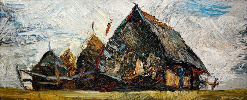 "Motiv. Tesuleasa" by Mădălina Casian, 2016, 200x500mm, oil on canvas
