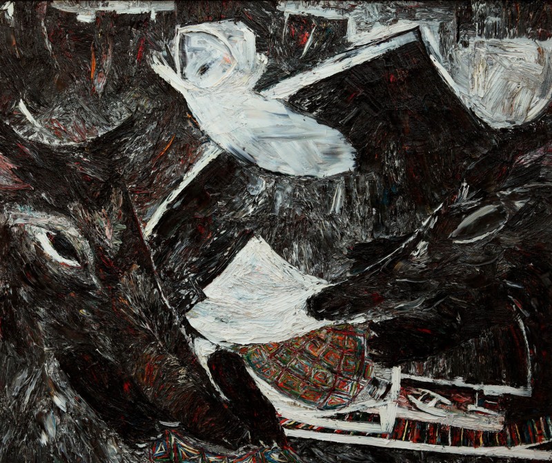 "Wolves" by Nicoleta Stati, 2006, 1100x1350mm, ulei pe pânză