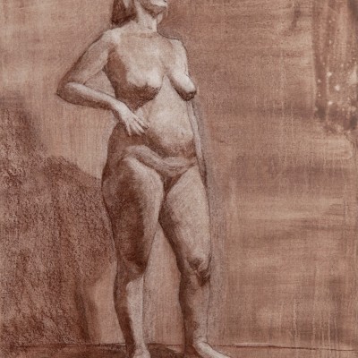 "Nud" by Alexandra Clapatiuc, 2009, 450x350mm, Russian sauce on paper