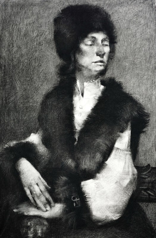 "Semifigură" by Cristina Demian, 2017, 600x400mm, Russian sauce on paper