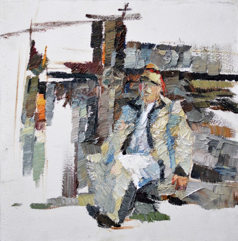"Painting. Pleinair. Figure. Pleinair romania" by Nina Apostol, 420x420mm, oil on canvas