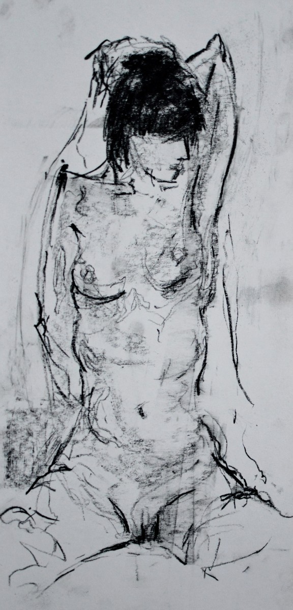 "Crochiu. Nud" by Cristina Demian, 2016, 300x150mm, Russian sauce pe hârtie