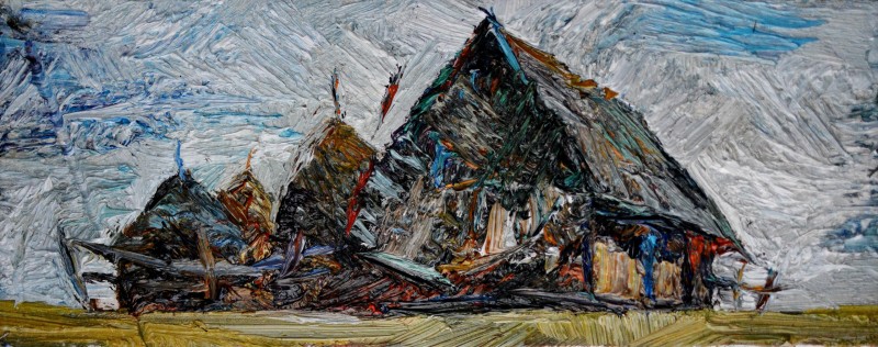 "Studiu. Tesuleasa" by Mădălina Casian, 2016, 200x500mm, ulei pe pânză