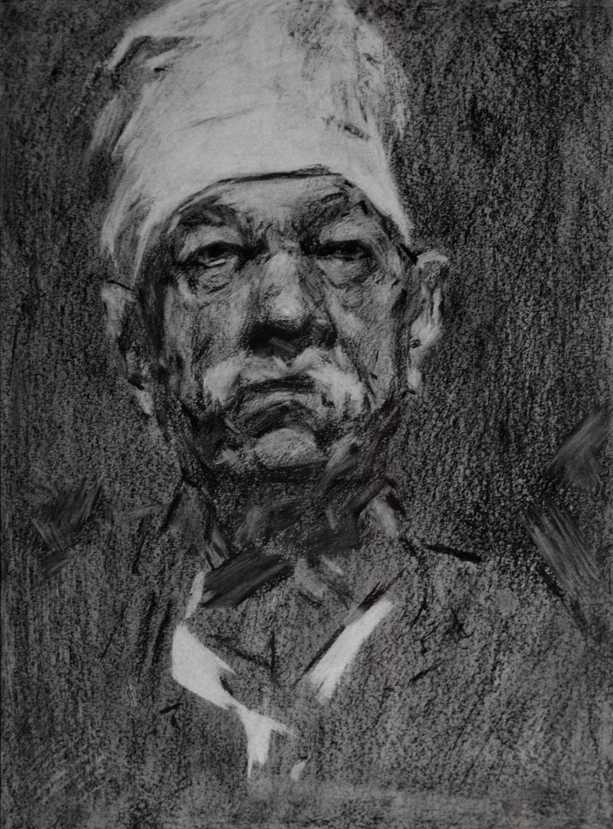 "Рисунок. Портрет" by Едуард Леаху, 400x300mm, соус / бумага