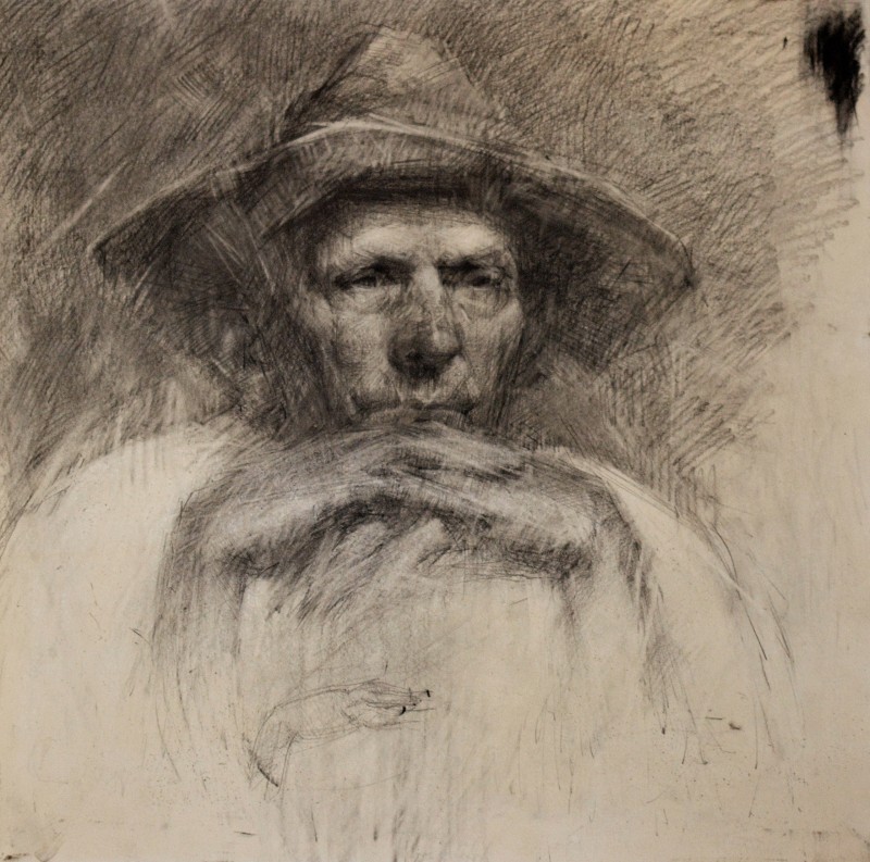 "Portret cu mâini" by Victor Teslaru, 2014, 400x400mm, creion pe hârtie