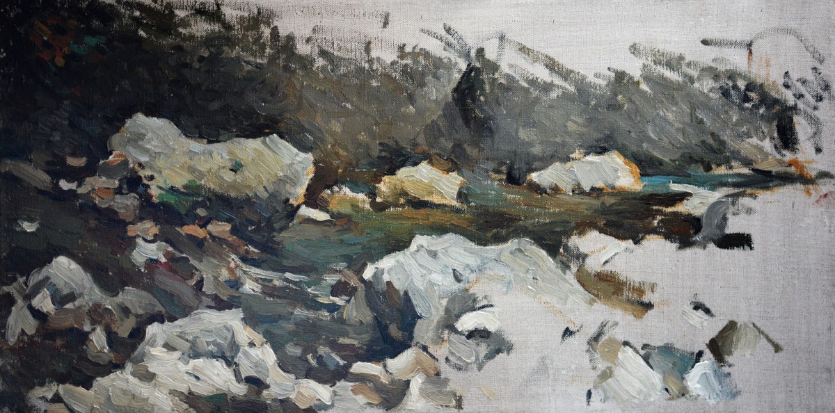 "Motiv. Pietre" by Cătălin Graur, 2016, 300x600mm, oil on canvas