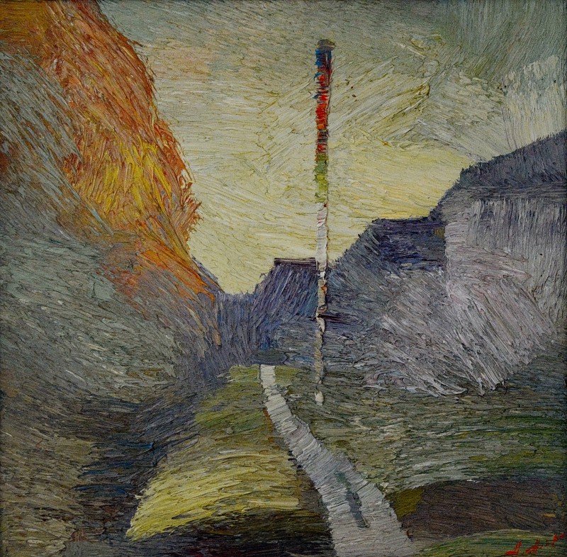 "Vilcovo" by Анатол Гимпу, 1998, 380x380mm, масло / холст