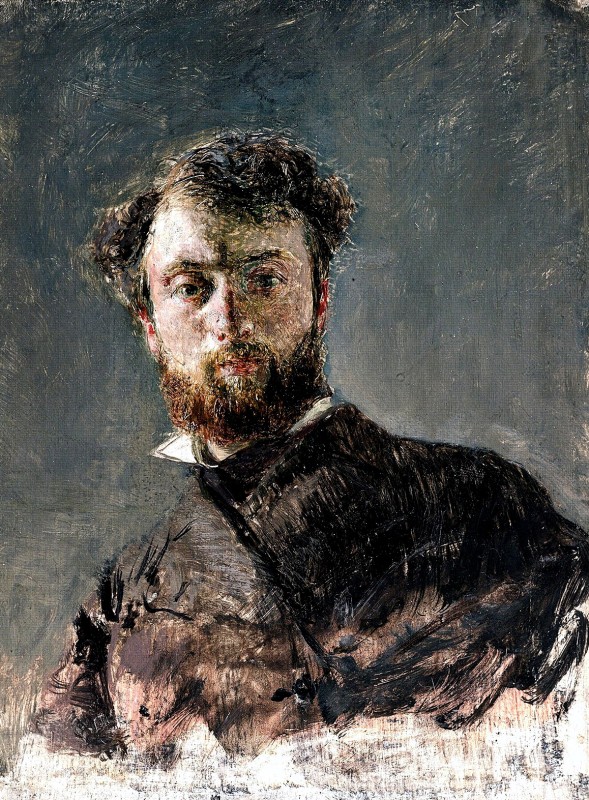 "Painting. Portrait" by Antonio Mancini, oil on canvas