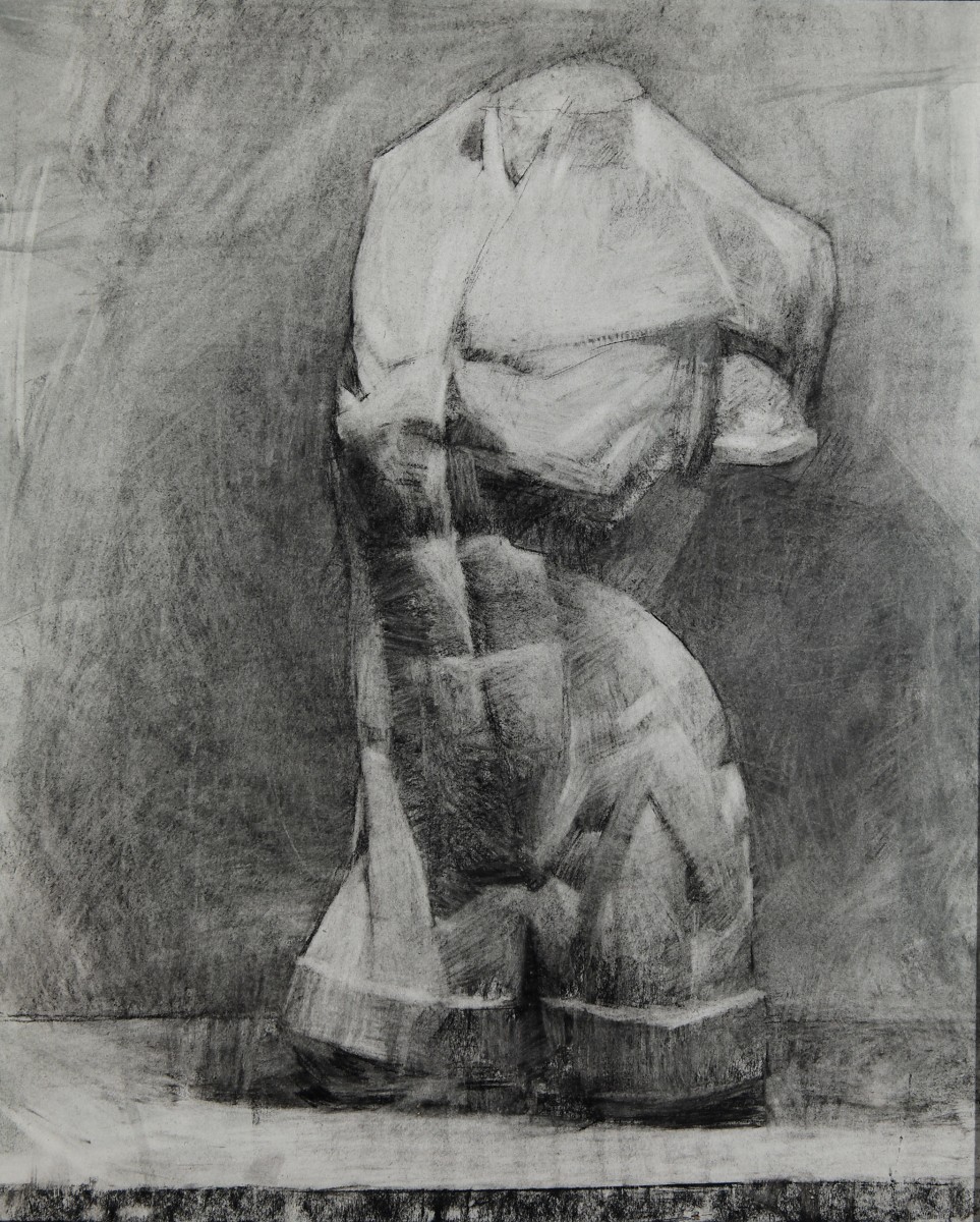 "Ecorșe. Tors" by Ion Viznovici, 2007, 500x400mm, coal on paper