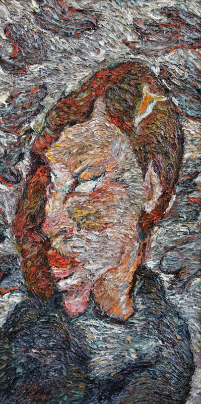 "Autoportret. Compoziție" by Olga Ilieș, 1999, 840x420mm, ulei pe pânză