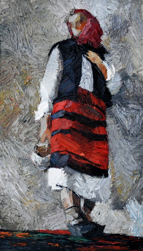 "Studiu. Figură în național" by Ion Golubei, 2015, 520x300mm, ulei pe pânză