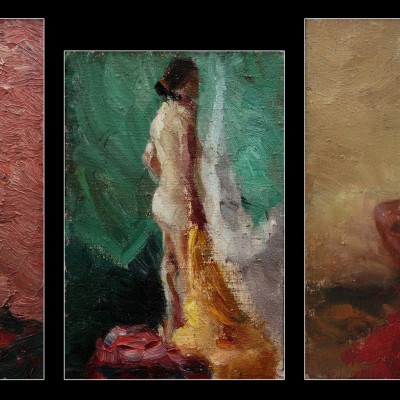"Studii. Nud" by Lina Iovu, 1999, 350x300mm, 310x210mm, 350x260mm, ulei pe pânză