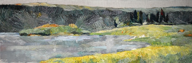 "Studiu. Oxentea" by Cristina Demian, 2016, 200x600mm, ulei pe pânză