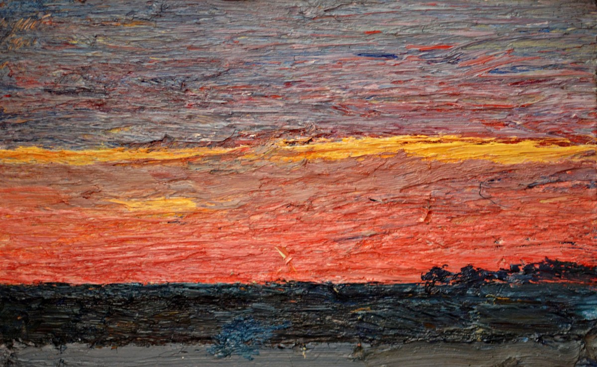 "Practica de vară" by Ion Viznovici, 2009, 250x400mm, ulei pe pânză
