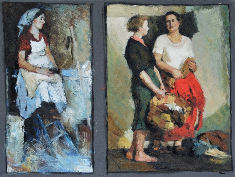 "Analiza operei de arte" by Victor Teslaru, 2014, 300x400mm, Oil on paper