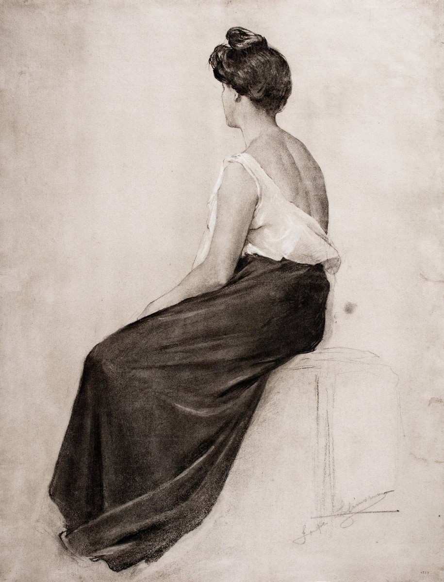 "Desen. Figură / semifigură" by Joan Llimona
