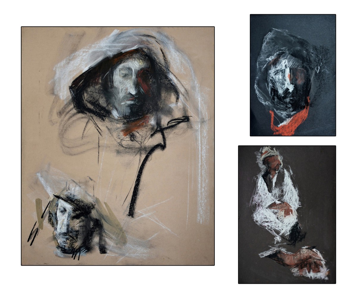 "Drawing. Portrait" by Andriana Popodneac, 500x400mm, 250x180mm, 300x200mm, Russian sauce and sanguine on paper