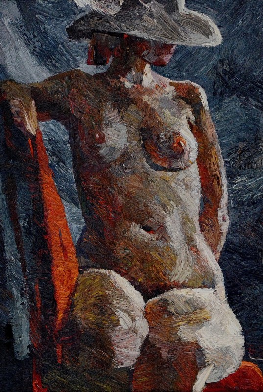 "Nud" by Anatol Ghimpu, 2003, 680x420mm, ulei pe pânză