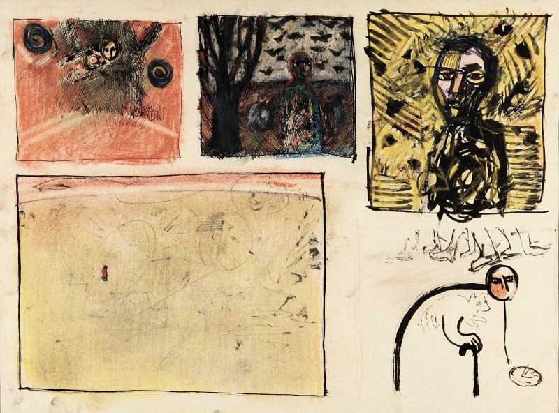 "Композиция" by Думитру Бродецчии, 1994, 300x400mm, смешанная техника / бумага