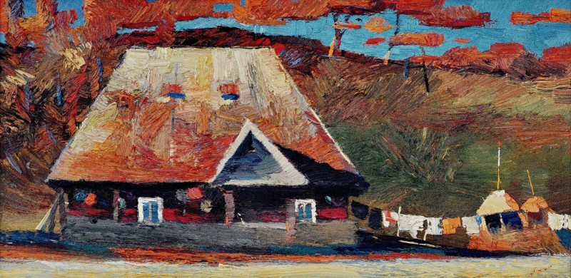 "Пейзаж. Марамуреш" by Анатол Гимпу, 2000, 420x840mm, масло / холст