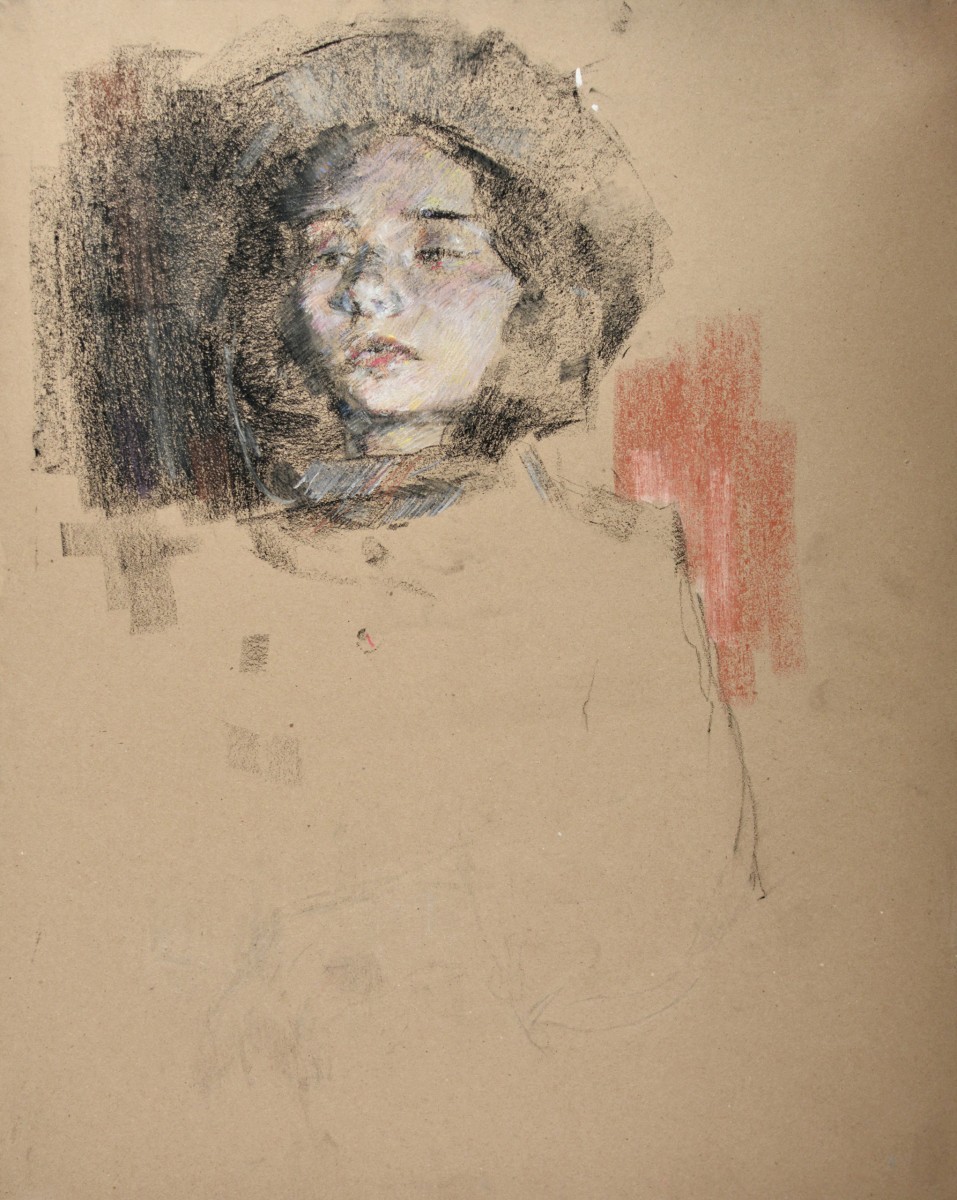 "Desen. Portret" by Vitalie Golban, 500x400mm, pastel pe hârtie