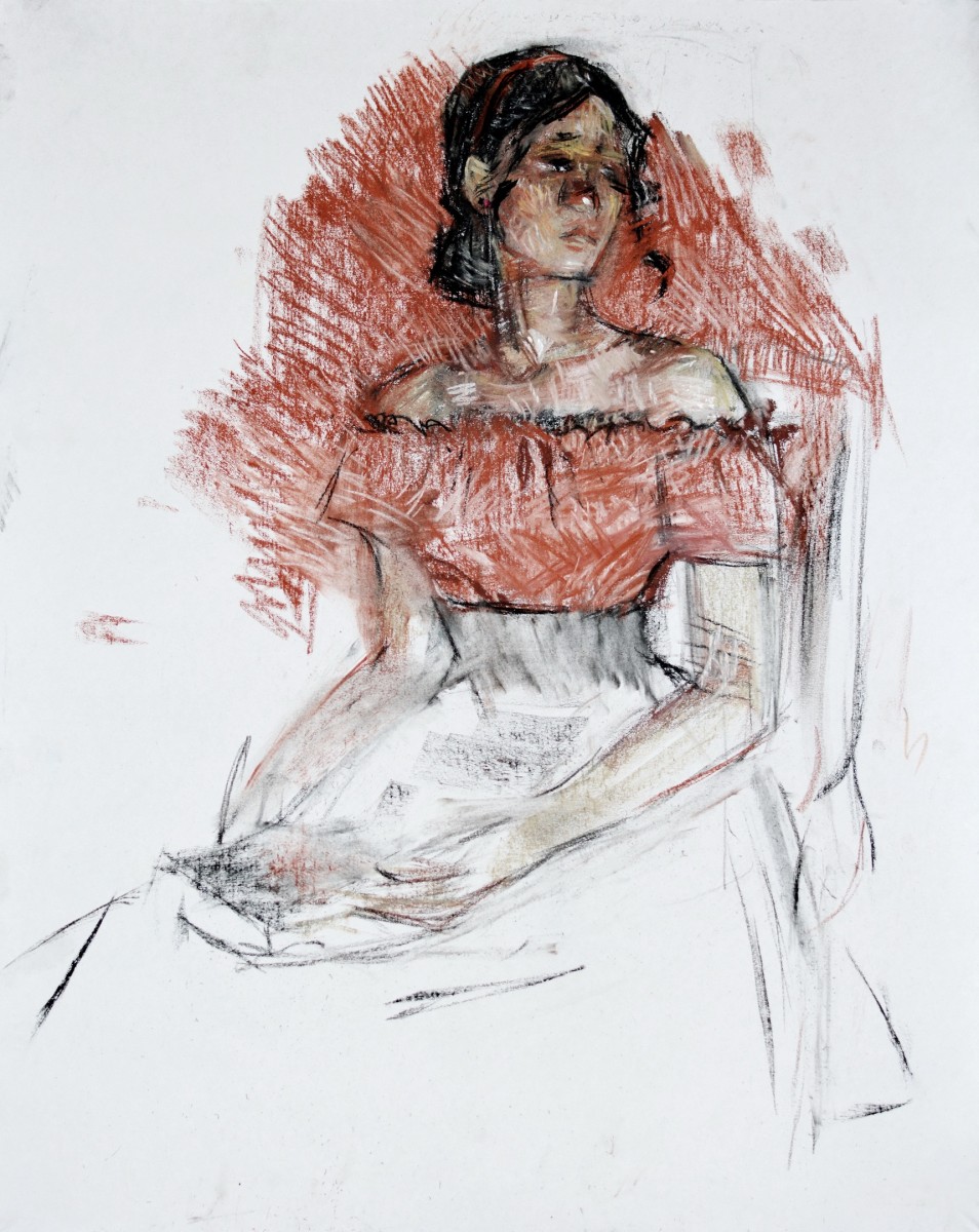 "Schiță / crochiu. Figură / semifigură. Proces de studiu" by Diana Rumeghea, ulei pe pânză