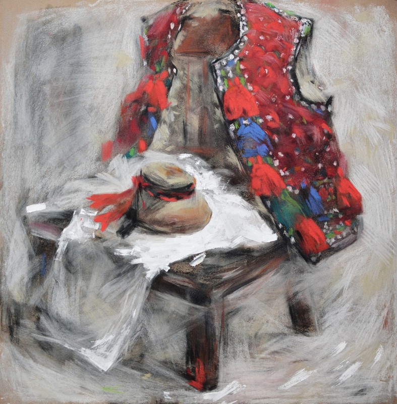 "Still life" by Vasile Corețchii, 2021, 600x600mm, pastel on paper