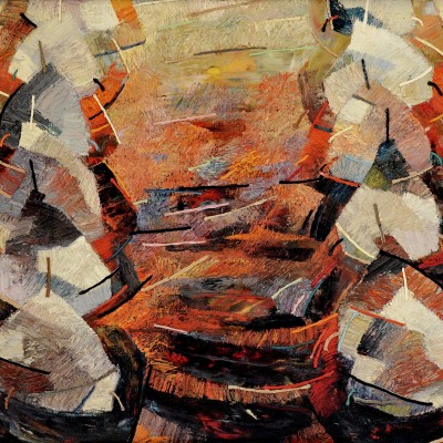 "Стоги сена" by Анатол Гимпу, 2000, 950x1100mm, масло / холст
