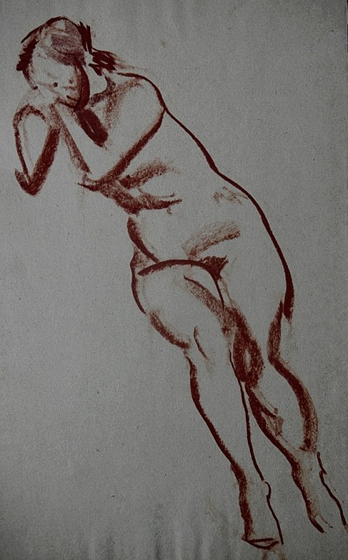 "Drawing. Nude" by Gheorghe Vrabie, pencil on paper