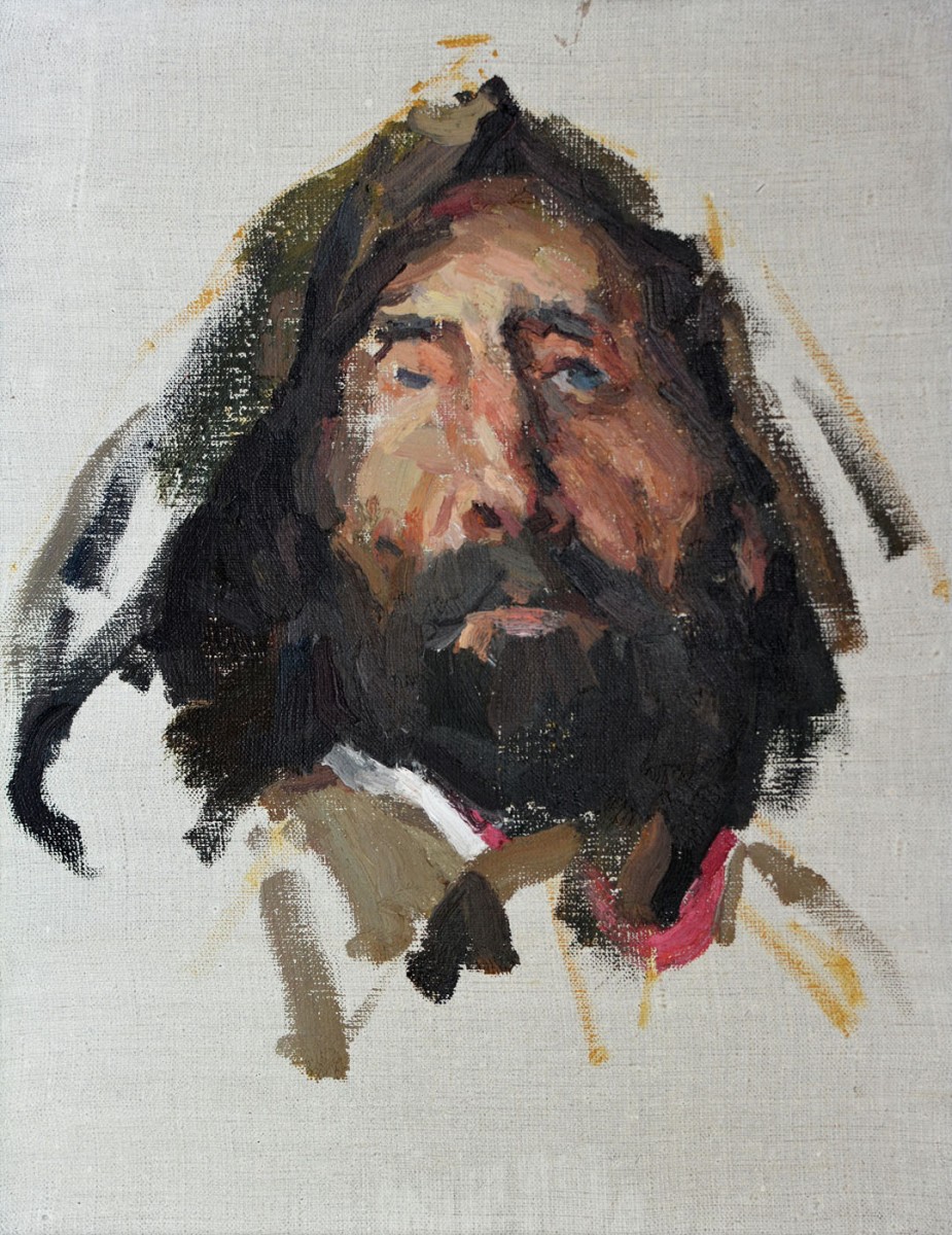 "Studiu. Portret. Pescar" by Cătălin Graur, 2016, 420x320mm, oil on canvas