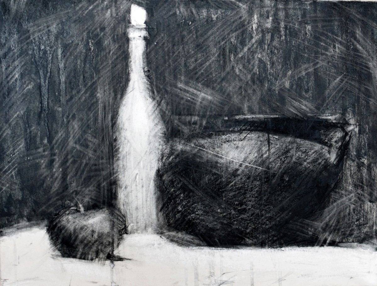 "Natură statică" by Victor Teslaru, 2014, 200x400mm, Russian sauce pe hârtie
