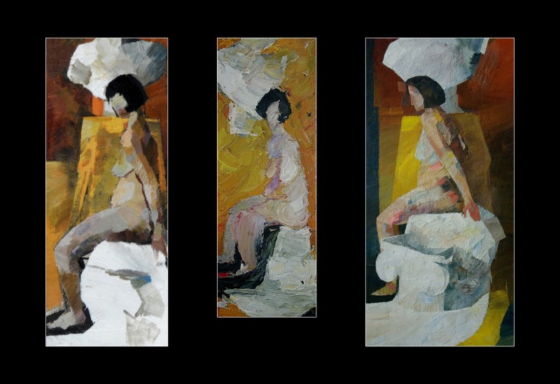 "Painting. Etude. Nude. Long term" by Carolina Leagul, 300x100mm, 200x100mm, 300x150mm, oil on canvas