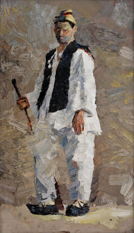 "Studiu. Figură" by Cezar Ciobanu, 2018, 520x300mm, ulei pe pânză
