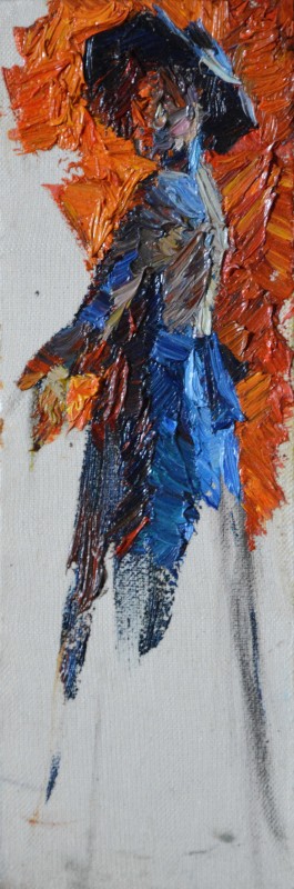 "Studiu. Figură" by Natalia Fostica, 2019, 300x100mm, ulei pe pânză
