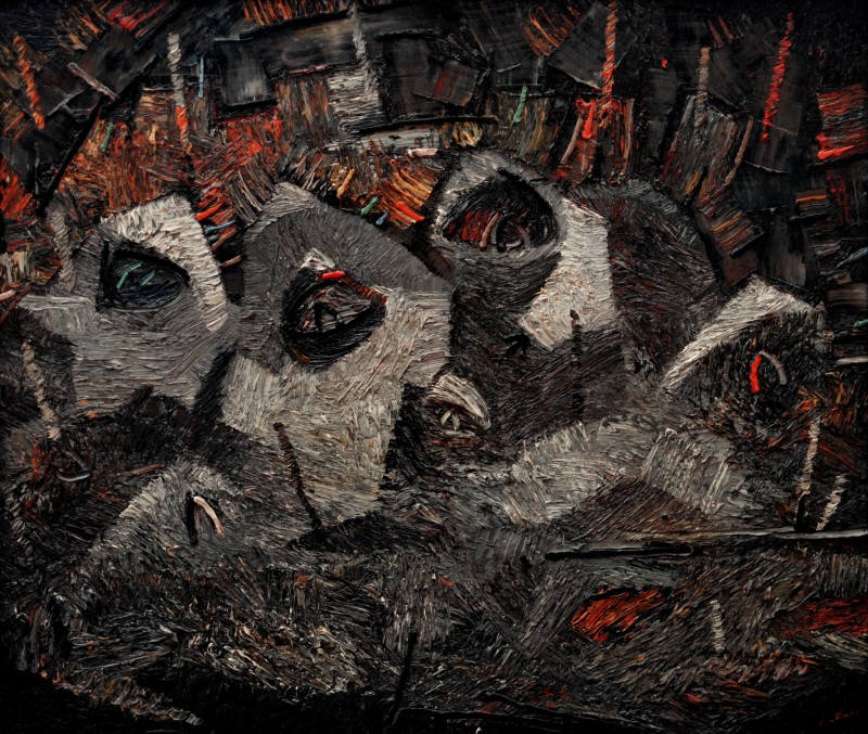 "Orbii (Blind)" by Anatol Ghimpu, 2002, 680x800mm, oil on canvas