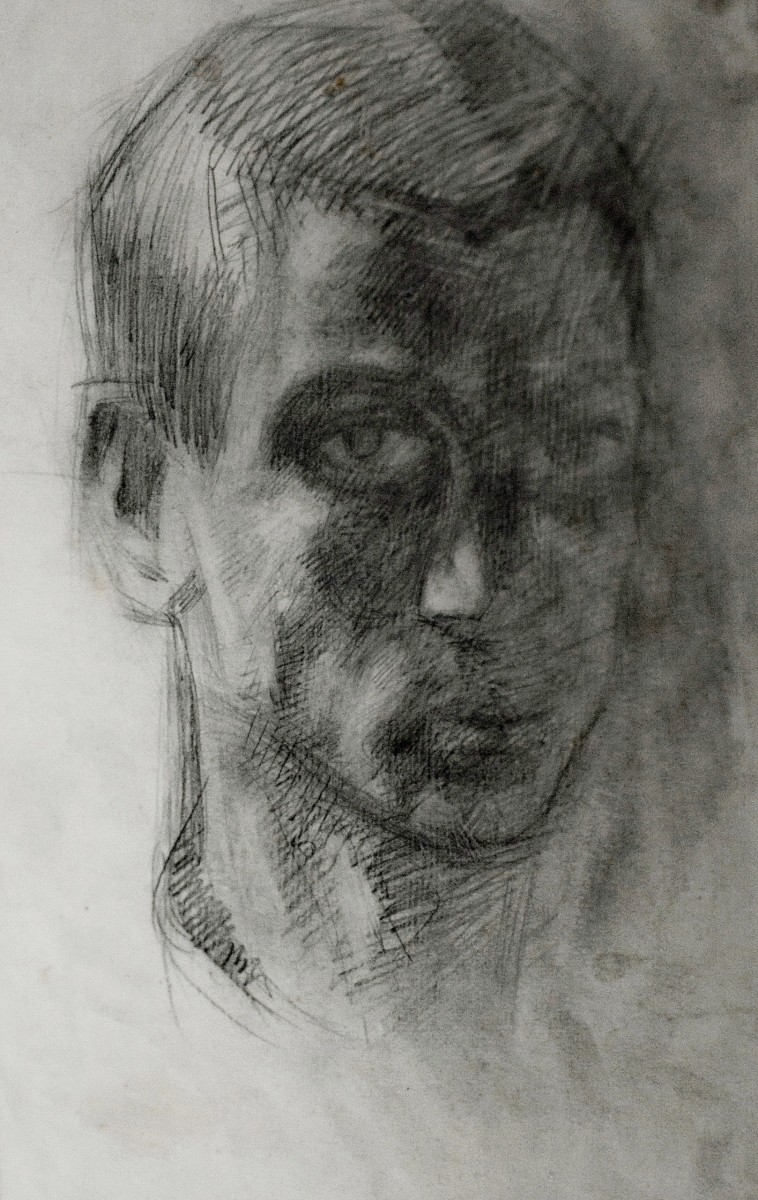 "Автопортрет" by Думитру Бродецчии, 1994, 300x200mm, карандаш / бумага