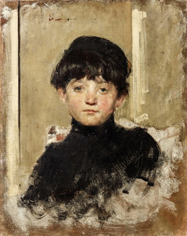 "Painting. Portrait" by Antonio Mancini, oil on canvas