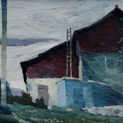 "Motiv. Prahova (Romania)" by Anatol Ghimpu, 1997, 340x390mm, ulei pe pânză