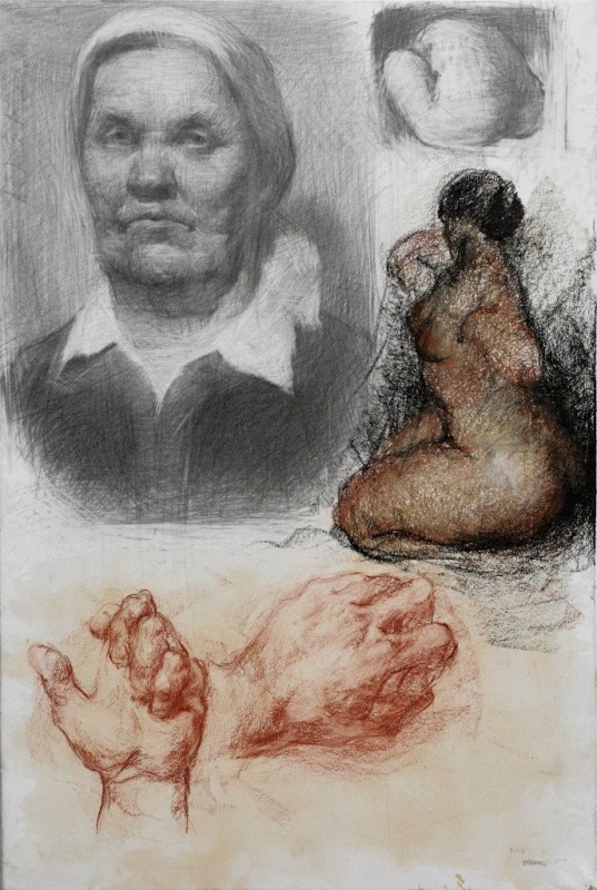"Gypsum, head, hands, feet. Copy. Study process" by Veaceslav Uzun