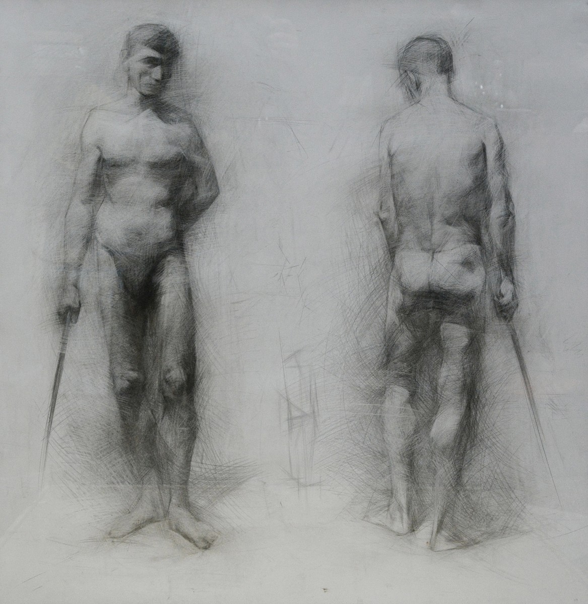 "Рисунок. Обнаженка. Продолжительный" by Доина Мындреан, 760x760mm, карандаш / бумага