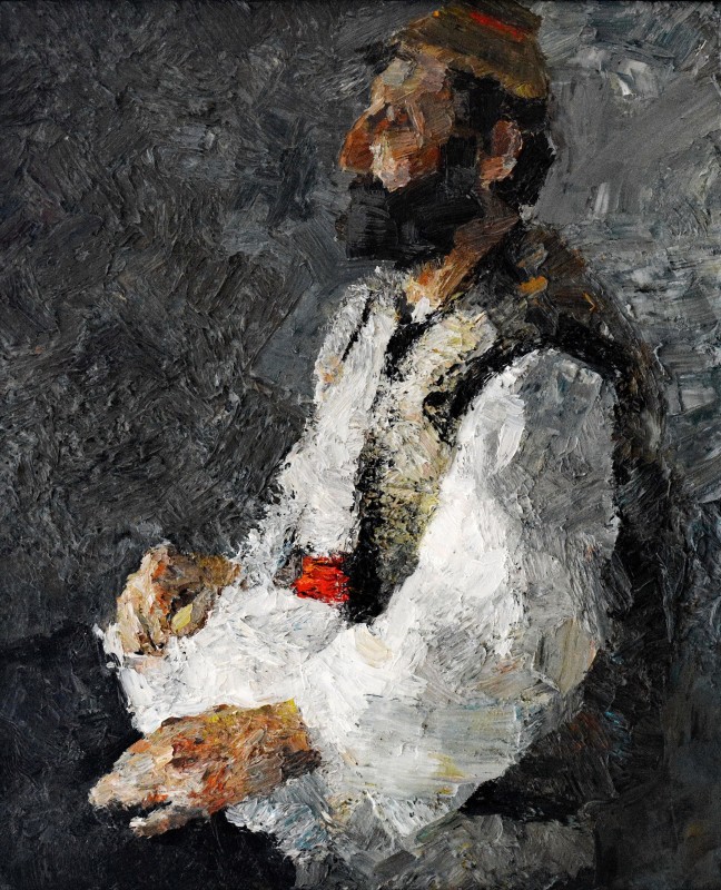 "Semifigură în național" by Ion Golubei, 2015, 800x650mm, ulei pe pânză