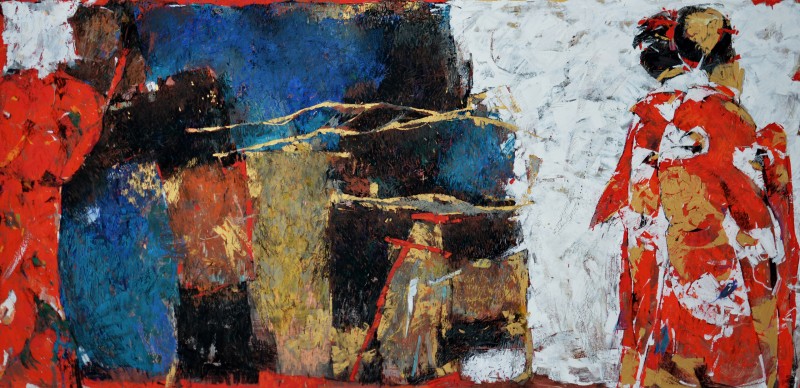 "Живопись. Дипломная работа. Продолжительный" by Даниела Немцану, 800x1800mm, масло / панель