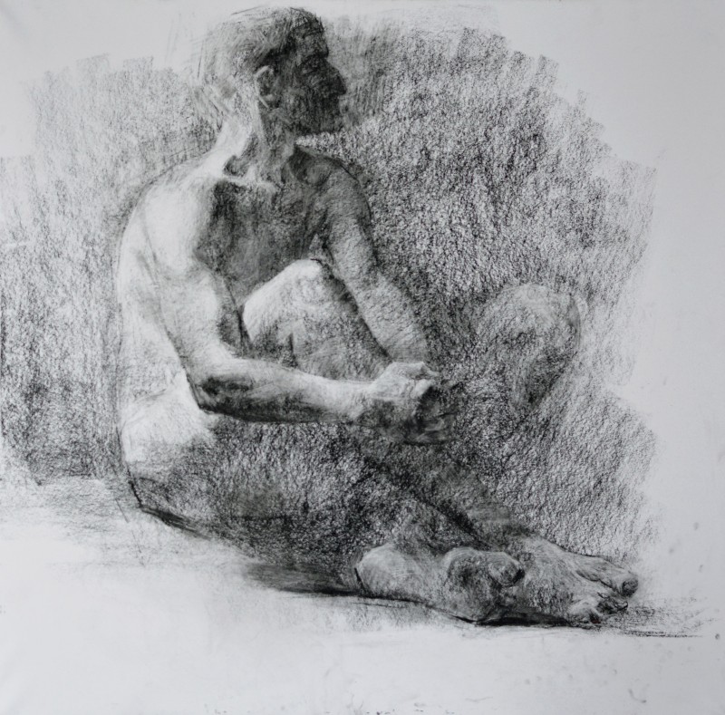 "Drawing. Nude. Long term" by Ștefan Mocanu, 700x700mm, Russian sauce on paper