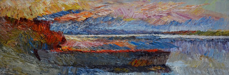 "Painting. Landscape. Pleinair. Long term" by Ion Golubei, 200x600mm, oil on canvas