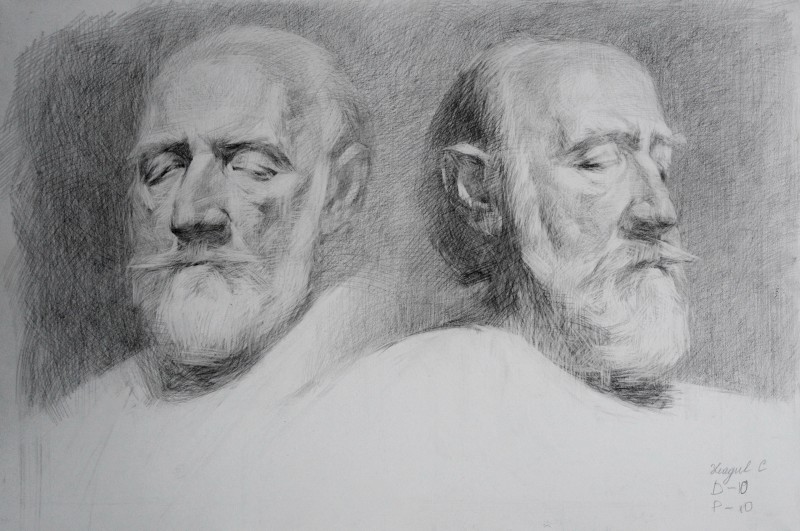 "Portret. 2 Pozitii" by Carolina Leagul, 2013, 400x600mm, creion pe hârtie