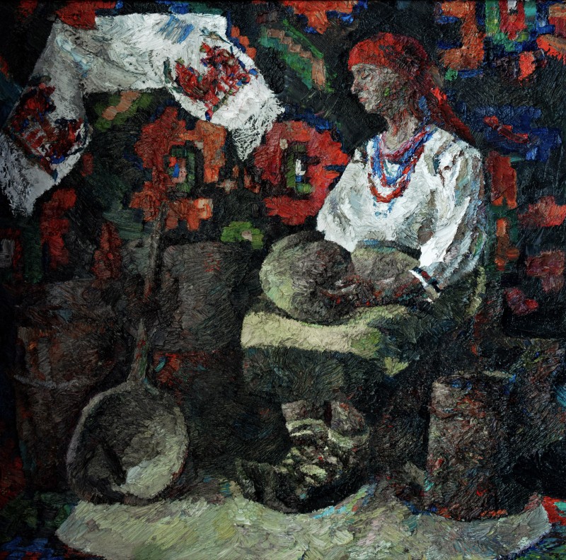 "Figură în național" by Cristina Dragoi, 2014, 800x800mm, oil on canvas